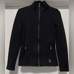 Spyder Women’s Core Cable Knit Black Sweater Jacket Full Zip - Size Medium